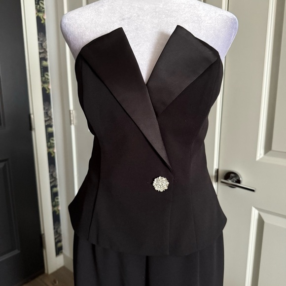 Betsy & Adam Formal Black Strapless Wide Leg Jumpsuit Size 10 - Picture 2 of 8